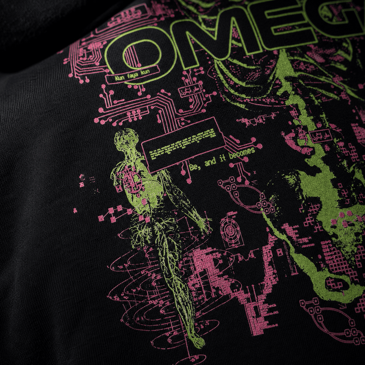 OMEGA Labs hoodie chest graphic detail