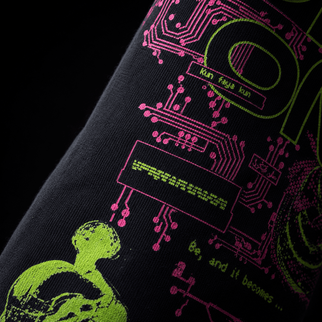 OMEGA Labs hoodie circuit graphic detail